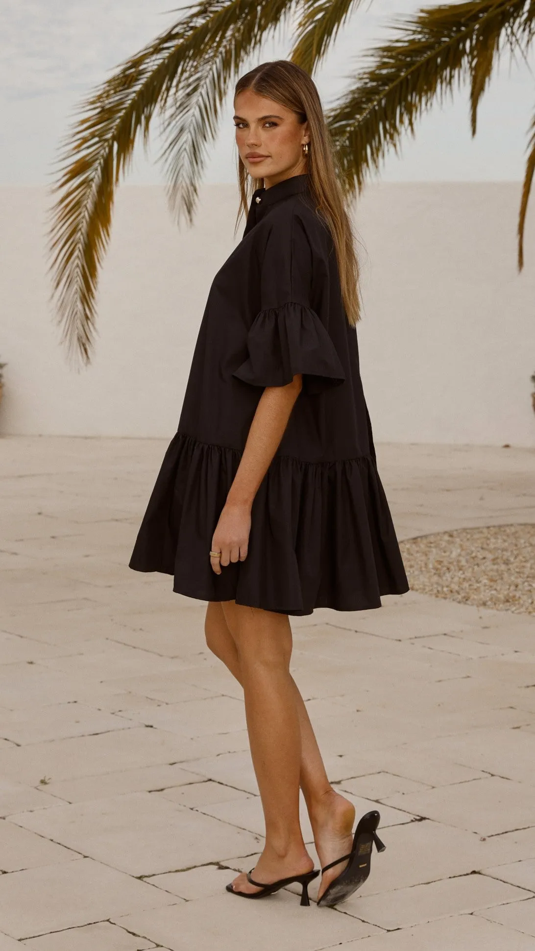 Viola Mini Dress - Black Shine Edge