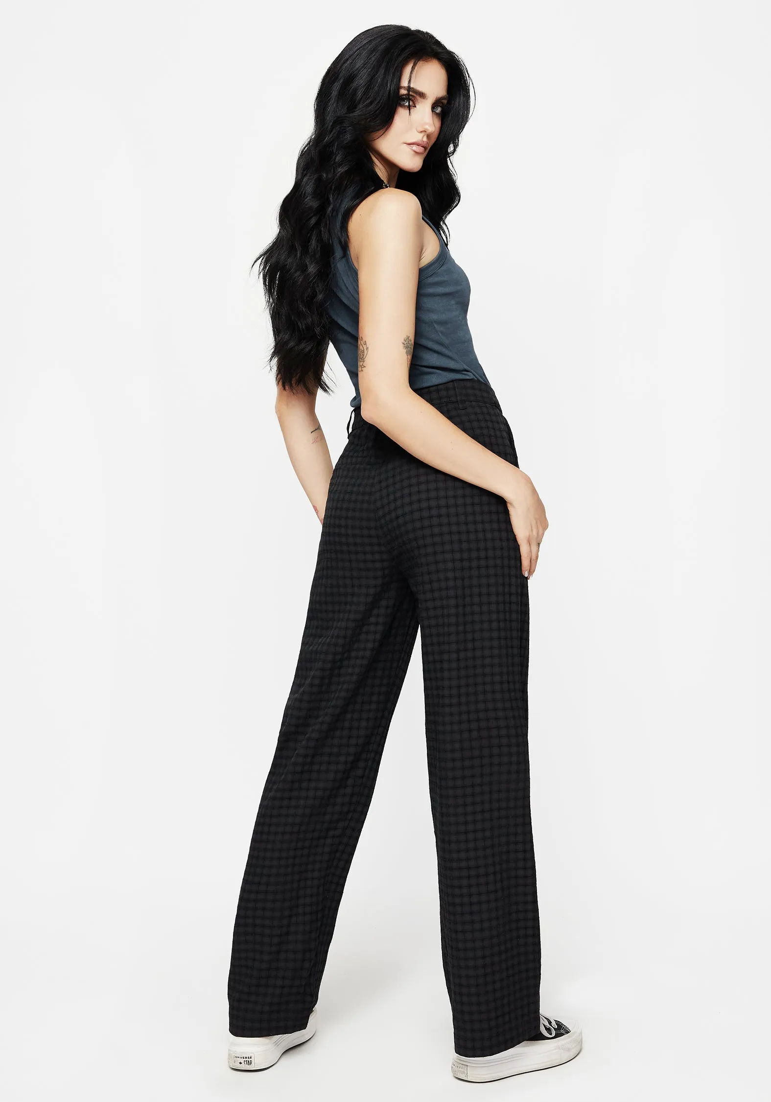 Cozy Design Low Profile Design Ziggy Check Straight Leg Trousers