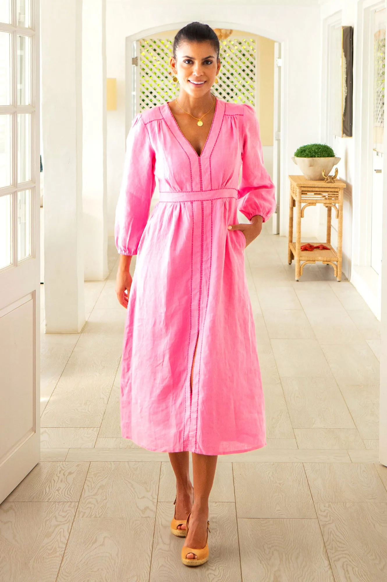Jamila Linen Dress | Baby Pink Relaxed Comfort