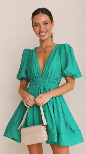 Weekend Comfort Erin Mini Dress - Emerald
