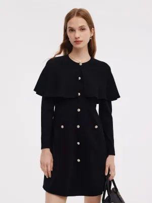 Cutout Back Detailing Tencel Blend Capelet Women Knit Mini Dress