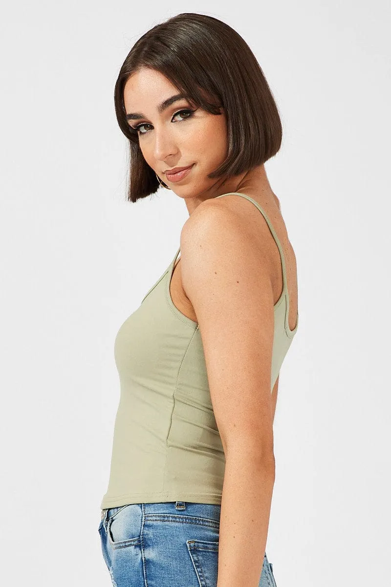 Green Supersoft Singlet Longline ConvertibleStyle