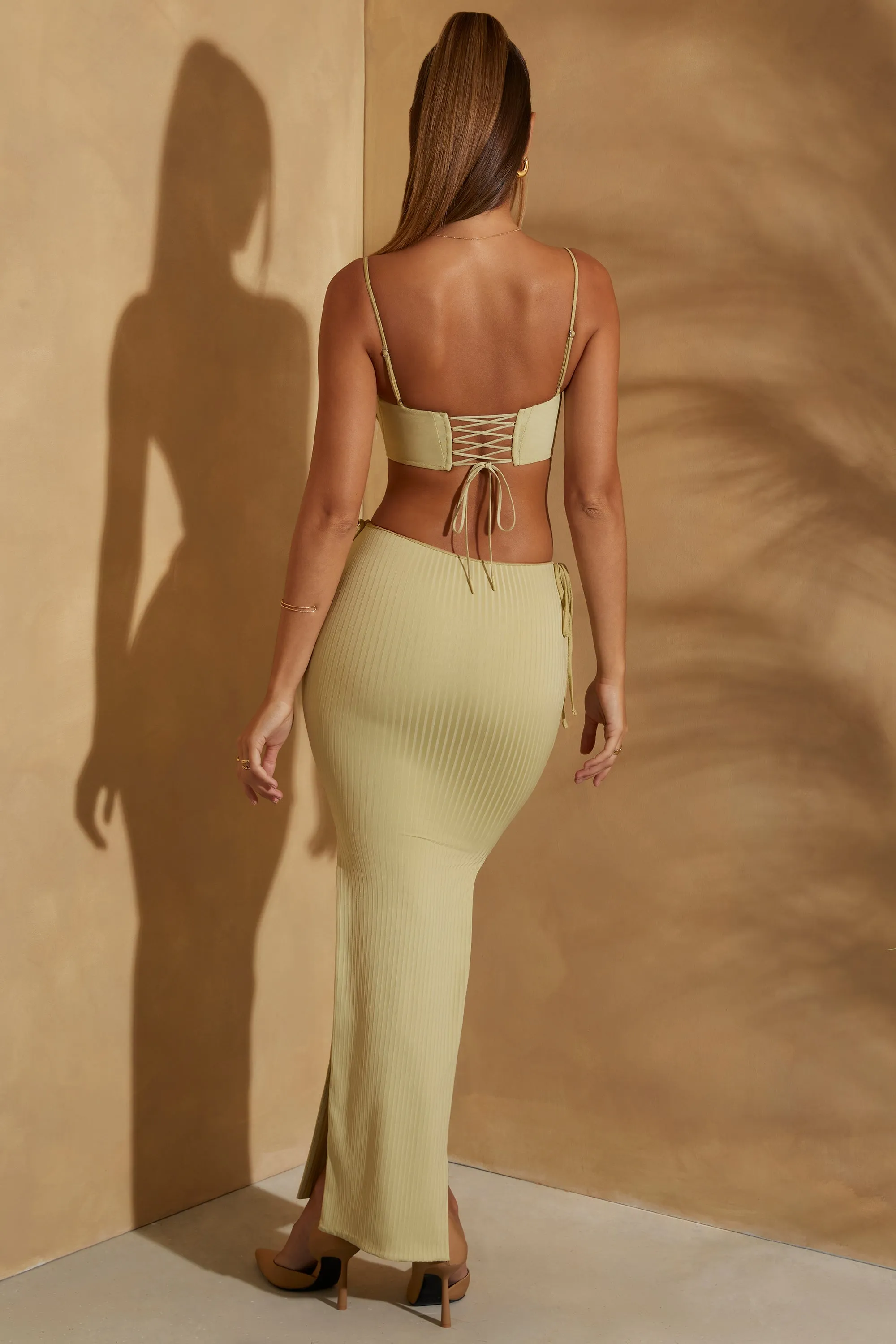 Low Rise Maxi Skirt in Sage Water Repellent