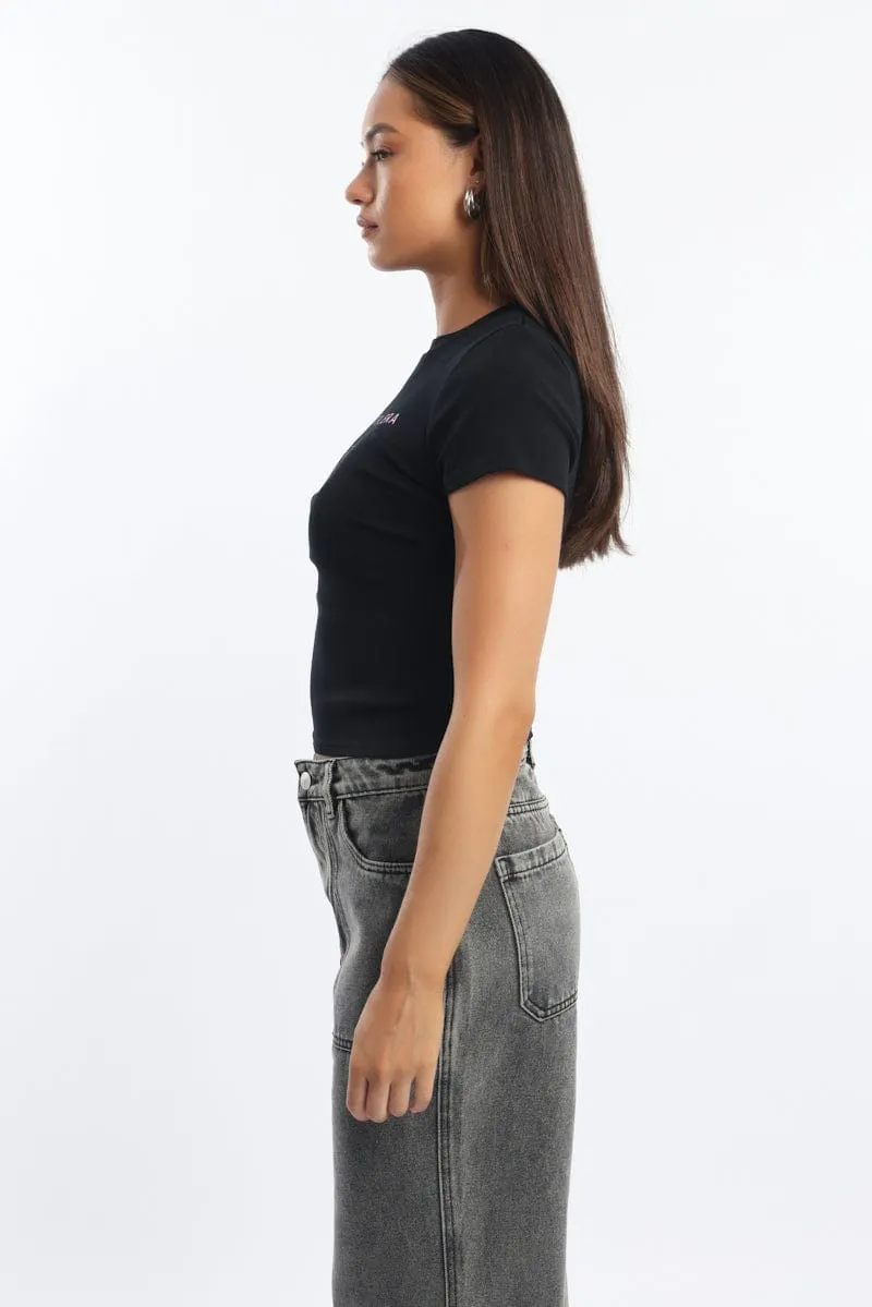 Black Graphic Tee Short Sleeve Chilly Weather Style Timeless Look