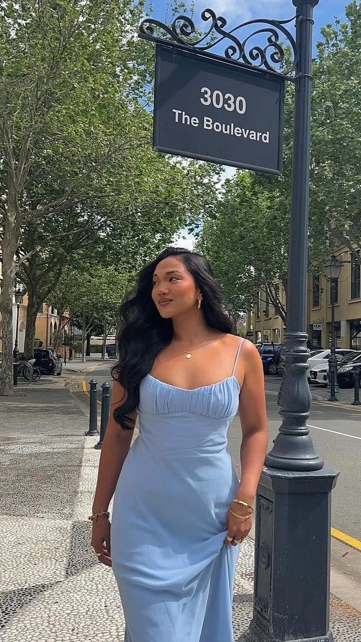Margie Midi Dress - Blue Bright Ray Dress for warm weather