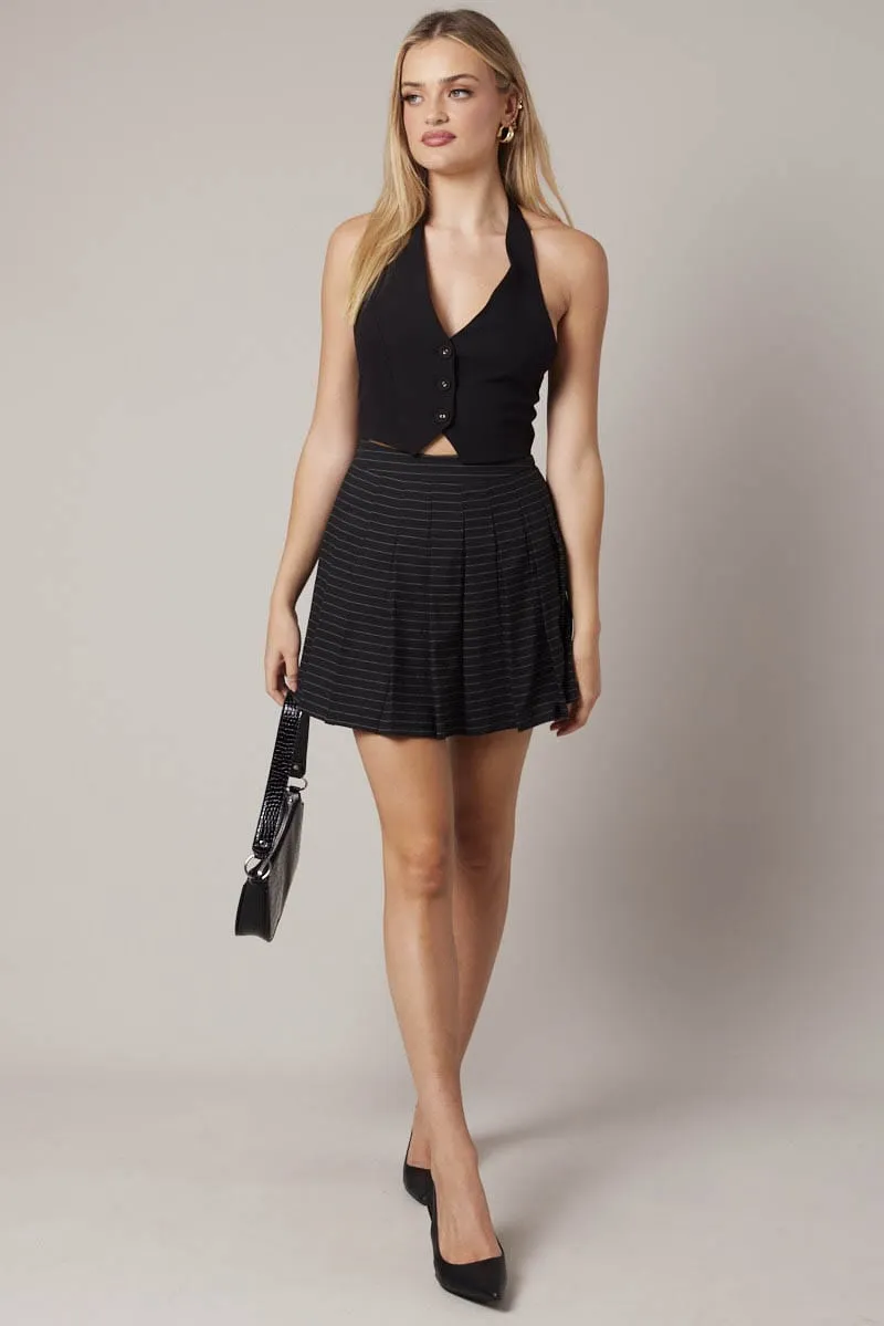 Creative Layering Timeless Piece Black Stripe Tennis Skirt Pleated Mini