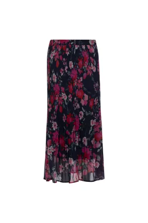 Sharp Look Weekend Favorite Mini pleat Skirt with lining | Pink Navy Garden | 8578AR