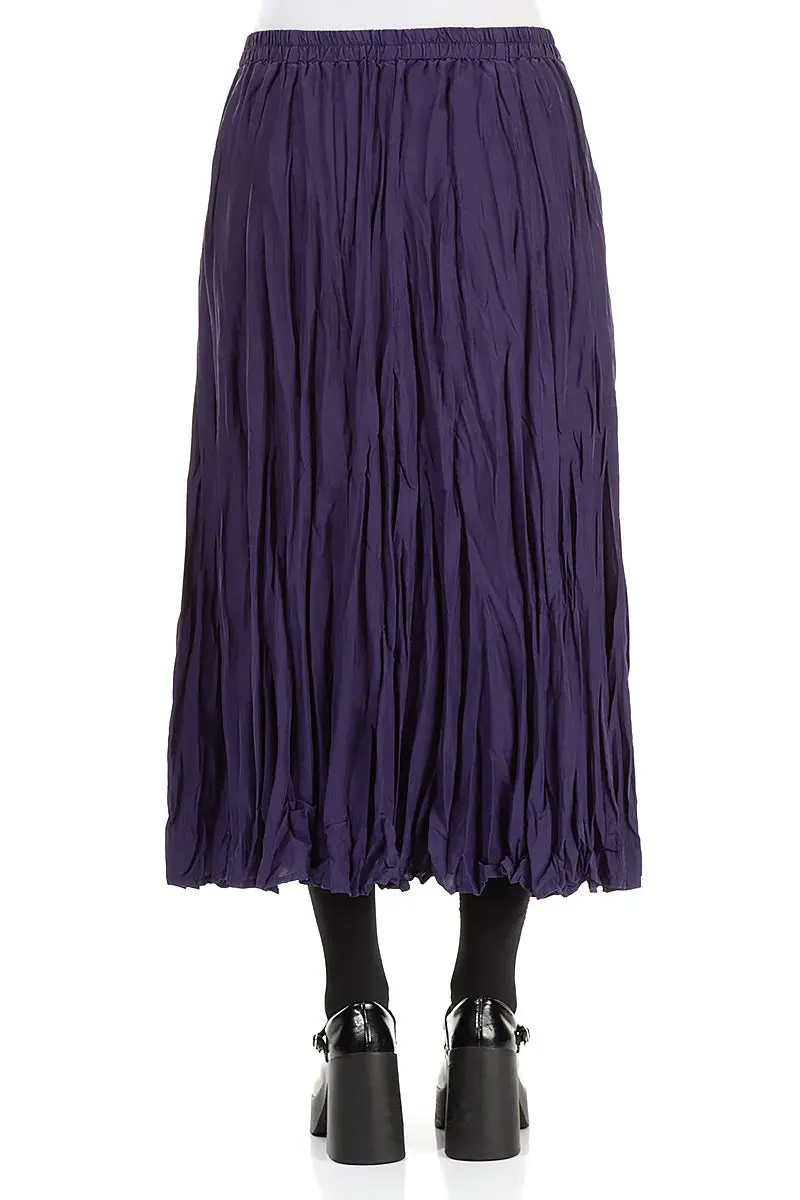 Royal Purple Crumpled Pure Silk Skirt Functional Detail