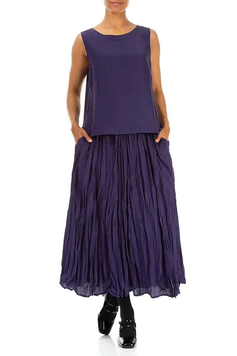 Creative Layering Blogger Favorite Royal Purple Crumpled Pure Silk Skirt