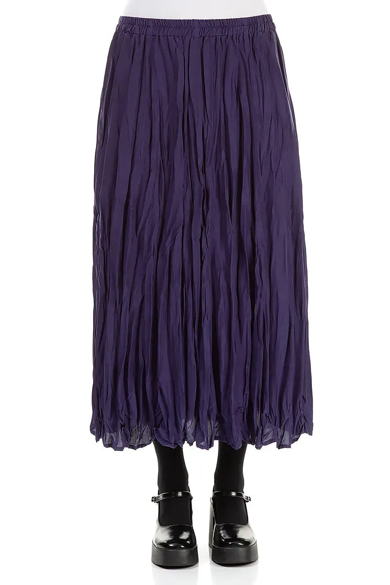 Royal Purple Crumpled Pure Silk Skirt Fade Resistant Cloth Stretch Fabric
