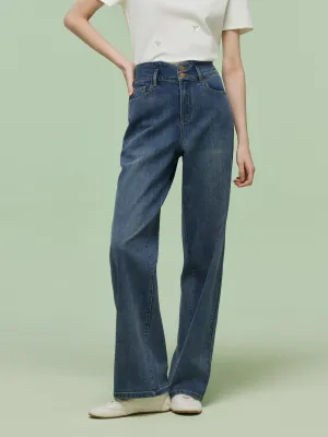 School Fit Denim Women High-Waisted Straight Leg Jeans