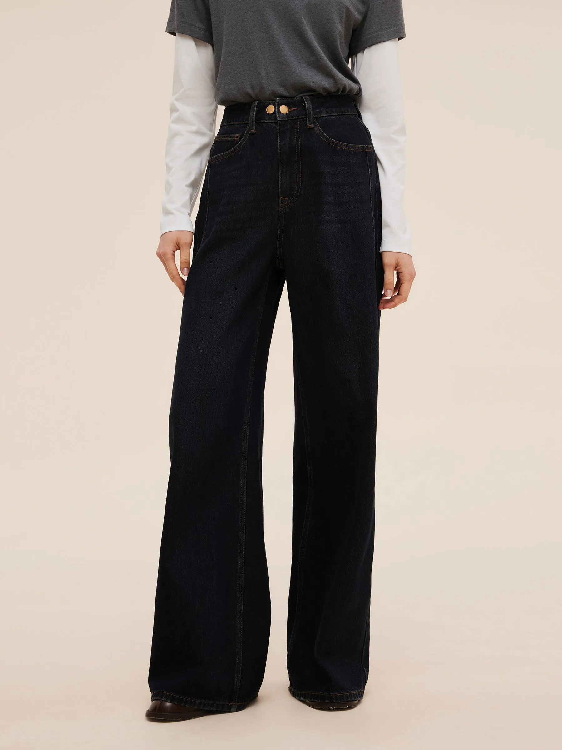 Denim Adjustable Waist Women Wide Leg Jeans Creative Look Work Ready Lightweight Street Casual