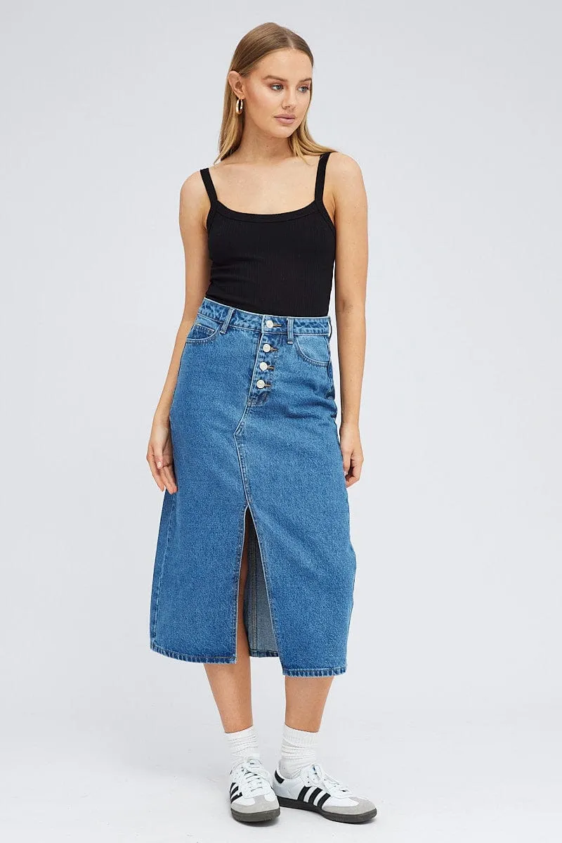 Black Singlet Top Scoop Neck Vital Core Bold Step
