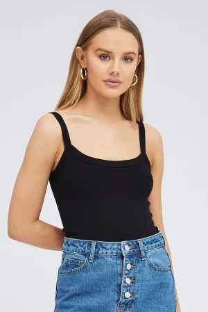 LayeredPanels Hero Fit Black Singlet Top Scoop Neck
