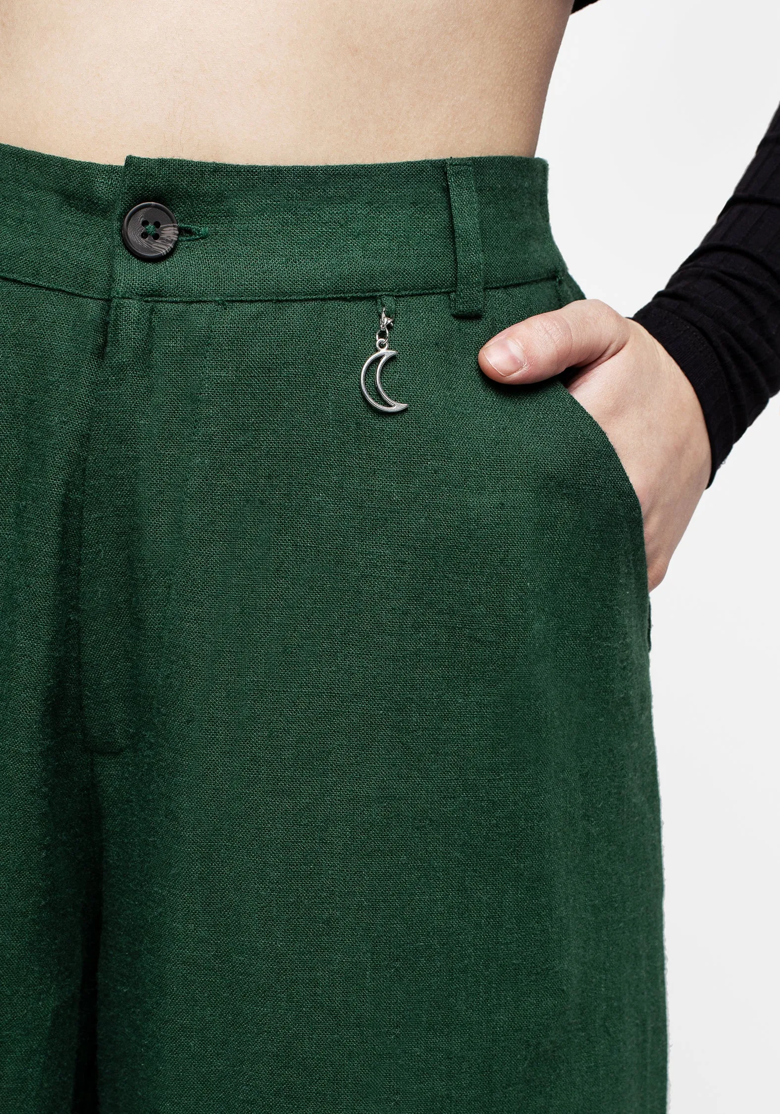 Clean Cut Oberon Green Wide Leg Linen Blend Trousers