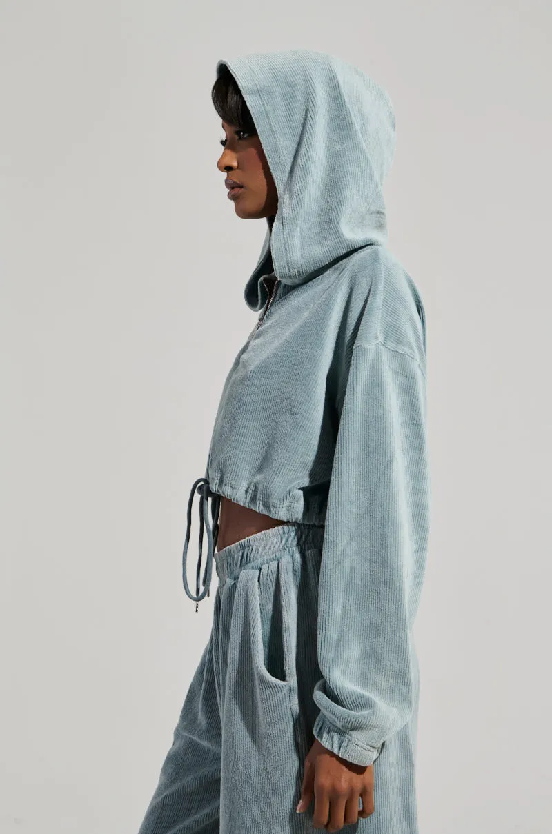 product satin lining luxury Suede FREYA ZIP UP SWEATSHIRT