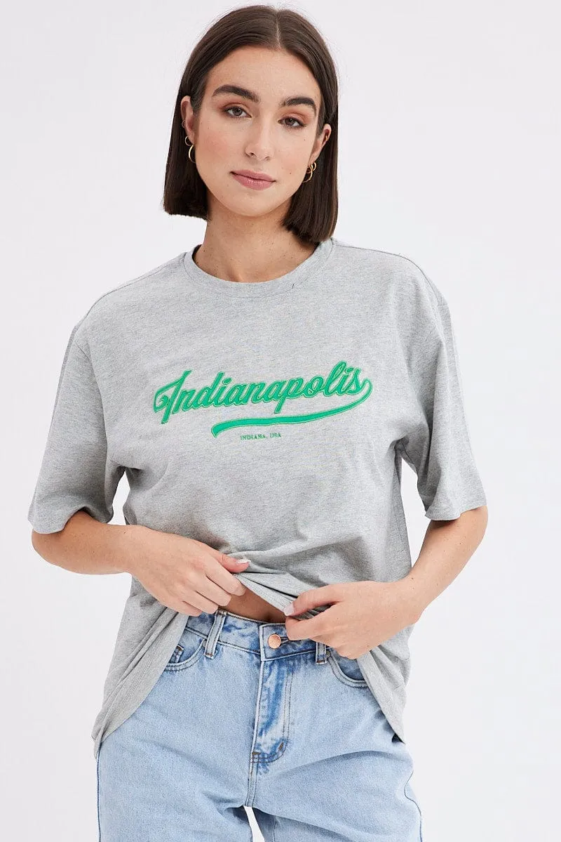 Grey T-Shirt Short Sleeve Crew Neck Indianapolis spring fashion Beach Wear