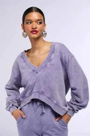 Urban Comfort LYRA MINERAL WASHED DEEP V SWEATSHIRT