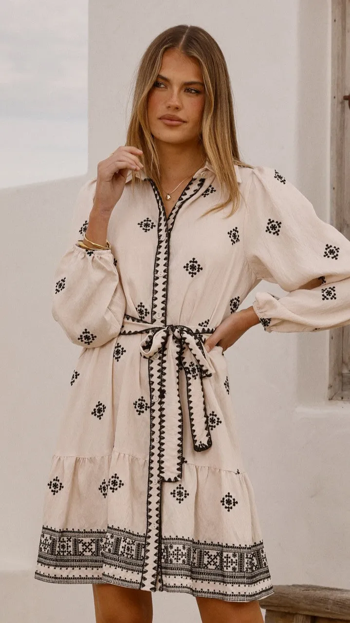Delainey Mini Dress - Beige/Black Flash Mode skin friendly