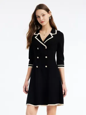 Fitted Double-Breasted V-Neck Mini Dress Pop Warm