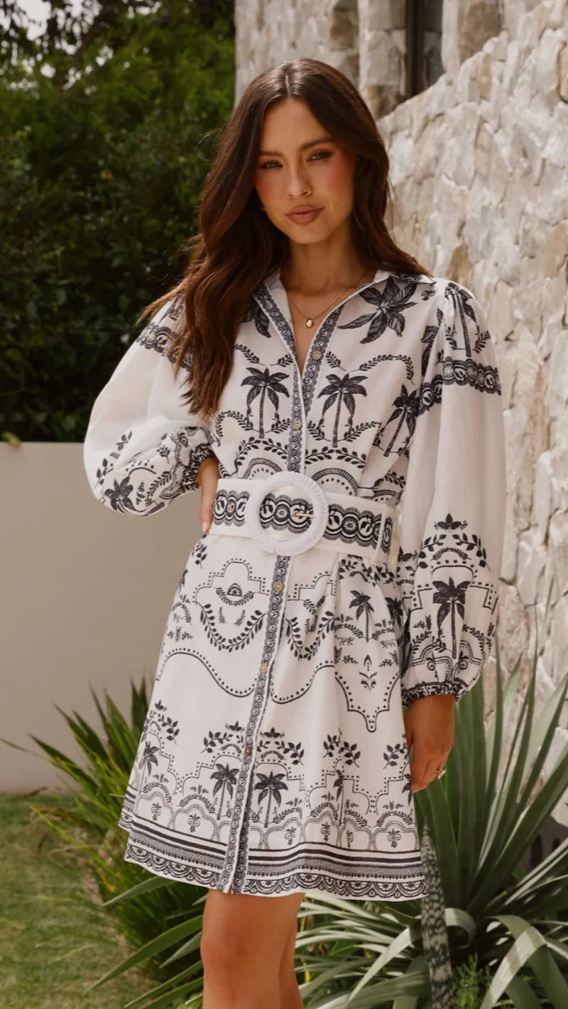 Flash Edge Xander Long Sleeve Mini Dress - Black/White