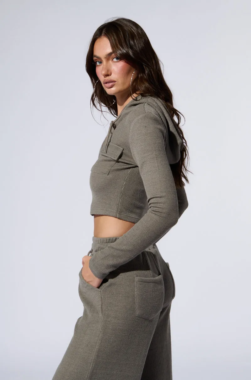 Bright Hue Trendy Colors EYES ON ME RIB KNIT ZIP UP IN GREY
