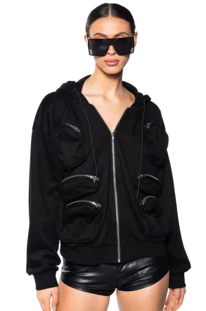 Timeless Active Essential Sporty DEEP POCKETS ZIP UP HOODED SWEATSHIRT
