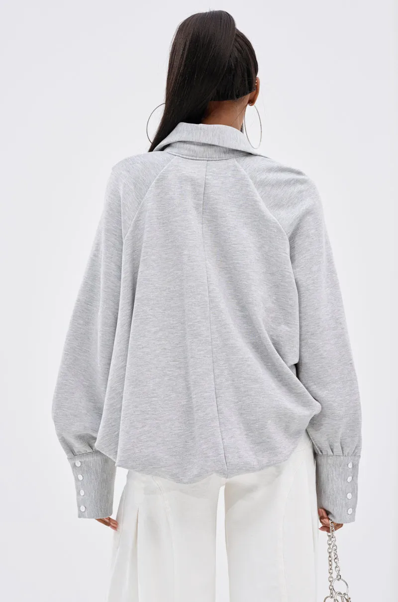 NEW RULES HIGH LOW BLOUSE IN GREY Lounge Style