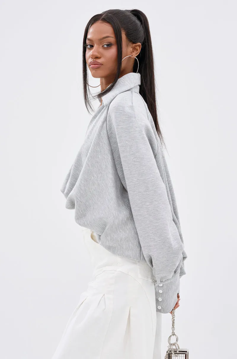 NEW RULES HIGH LOW BLOUSE IN GREY Versatile Piece