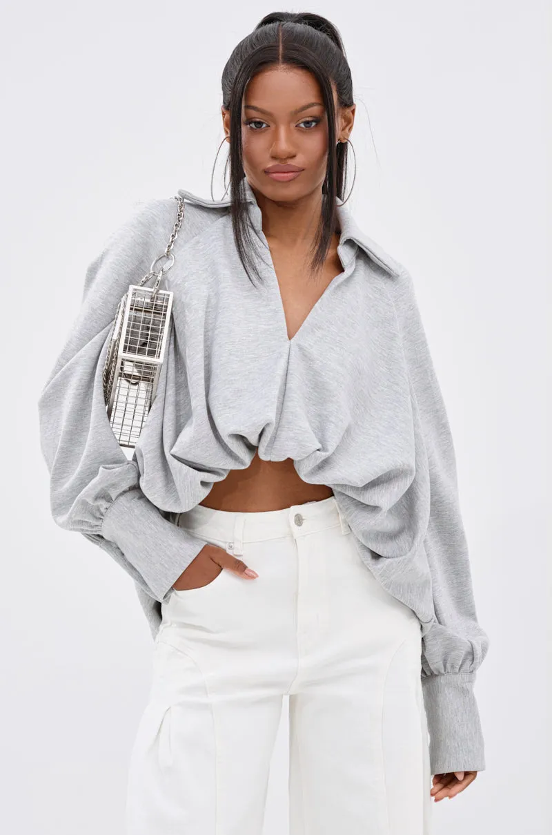 NEW RULES HIGH LOW BLOUSE IN GREY Chic Comfort