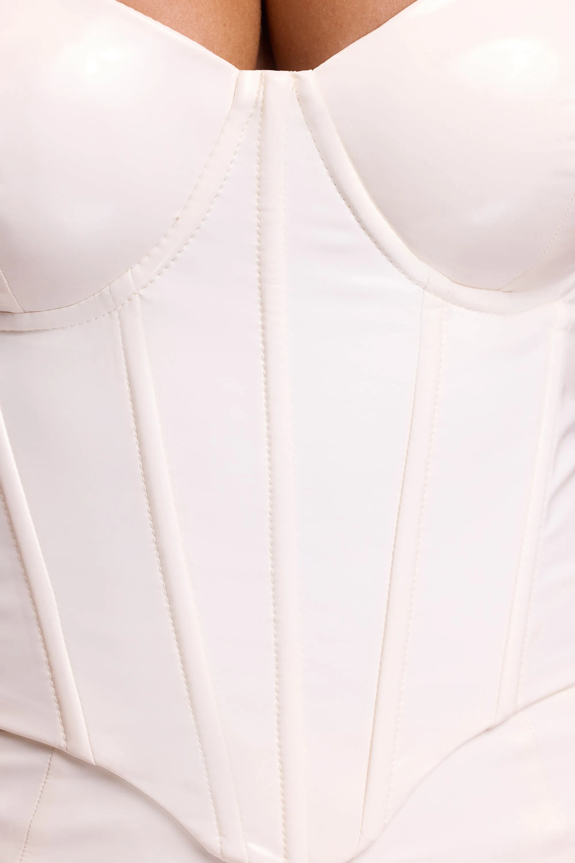 Vinyl Underwired Corset Crop Top in White Stylish accessories Virtual Fit