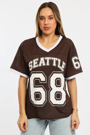 Brown Sport Tee Short Sleeve OdorResistant Fabric