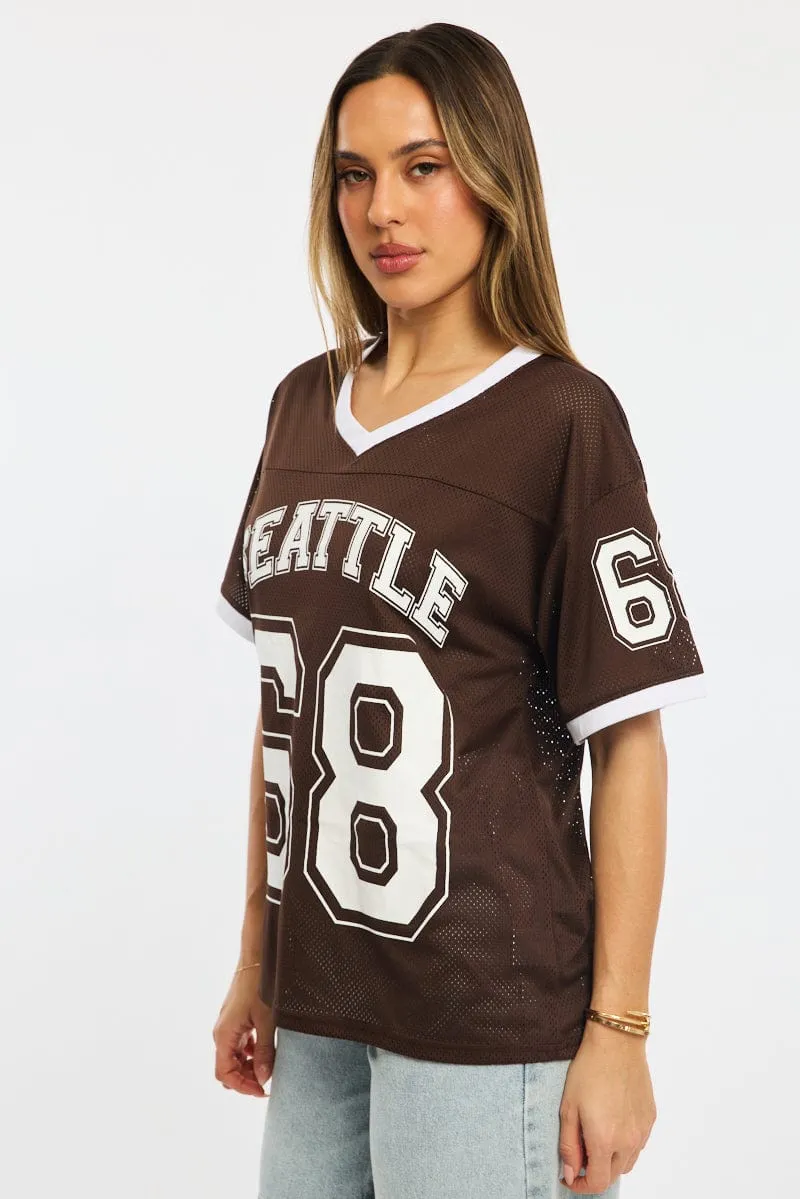 Fit for All Seasons Brown Sport Tee Short Sleeve