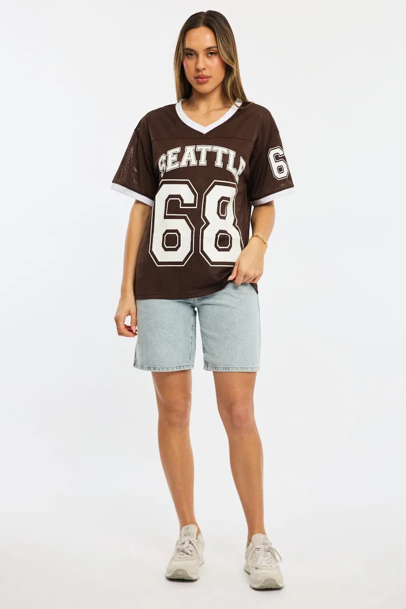 Brown Sport Tee Short Sleeve Recycled Material