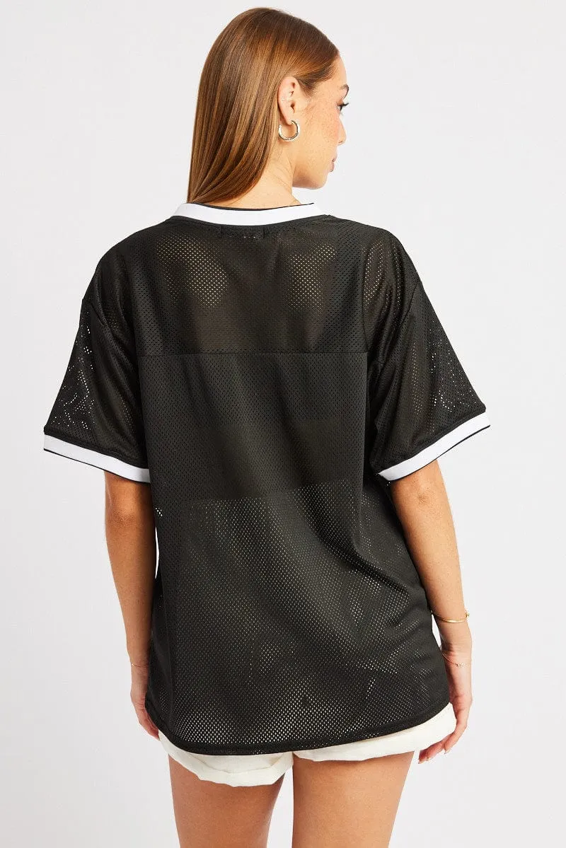 Basic Layer Black Sports Tee Short Sleeve