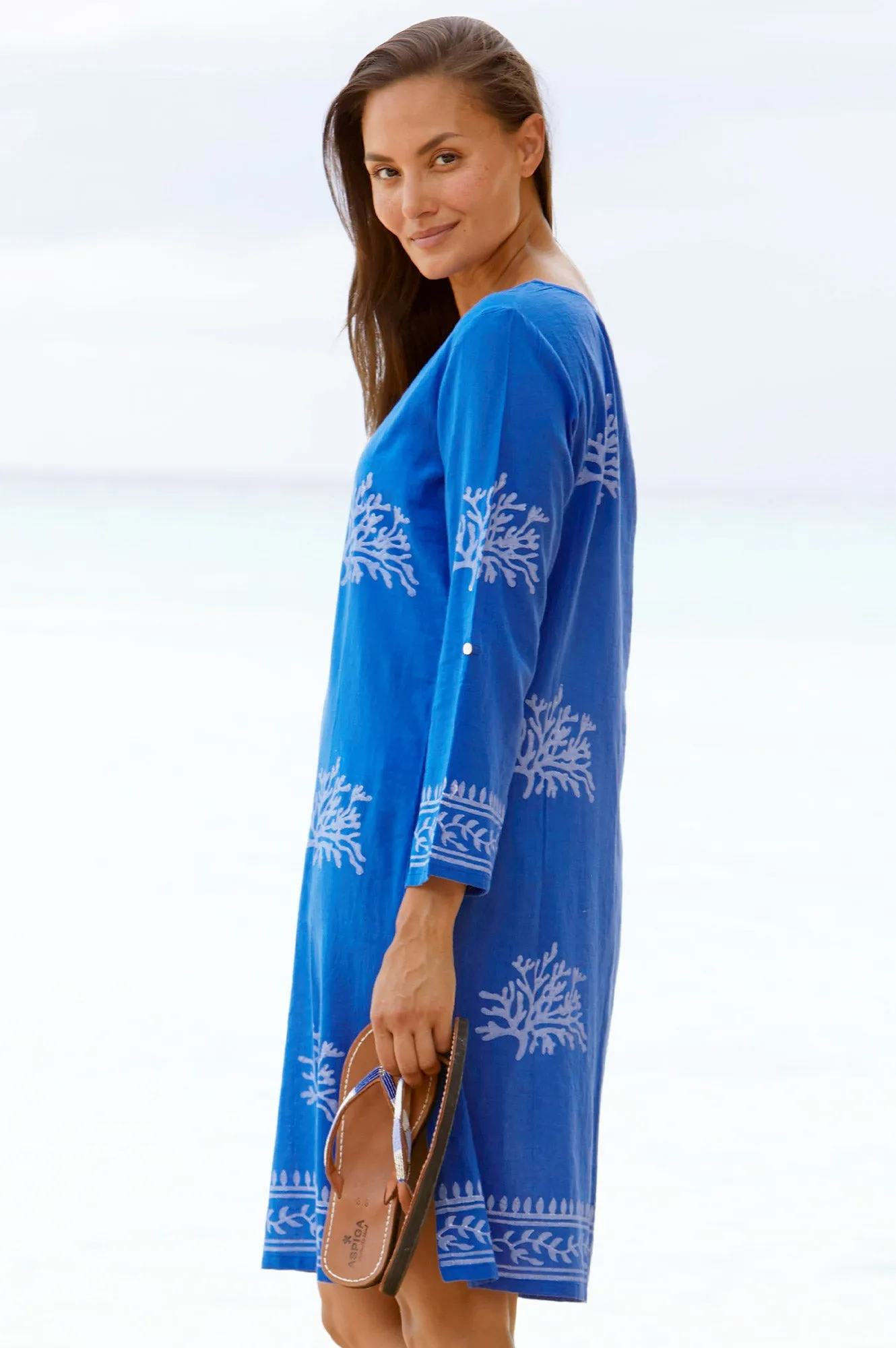 Guadalupe Short Organic Cotton Tunic | Cobalt Blue/White Flirty Vibe Urban Bold