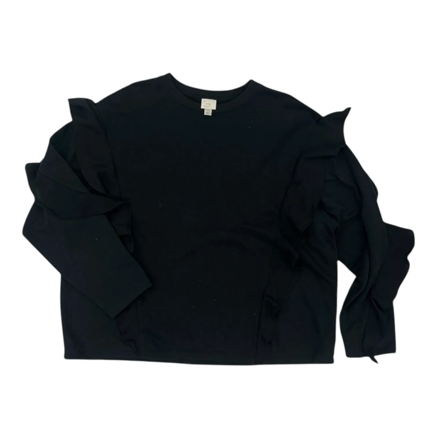 Sweatshirt Crewneck By A New Day In Black, Size:2X Casual Trend Active Wear