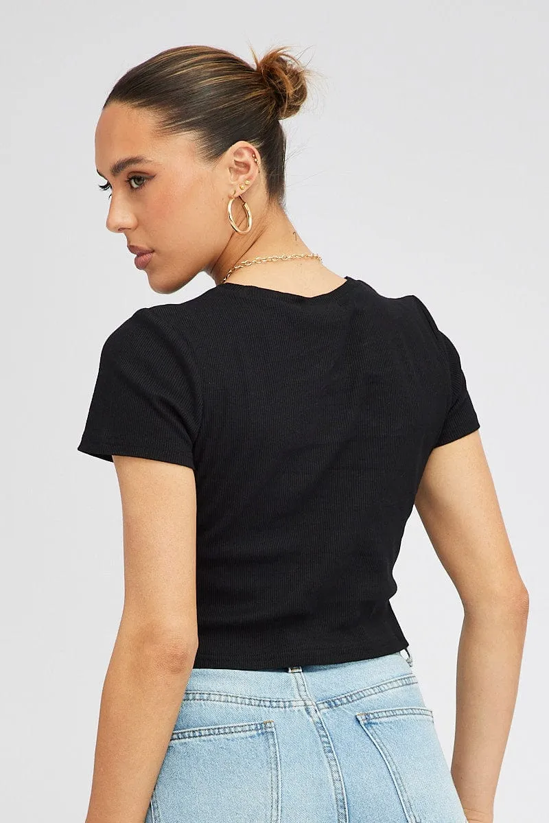 Comfy Wear Sunset Scene Black T Shirt Short Sleeve Crew Neck