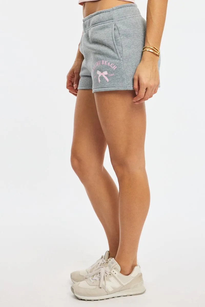Grey Track Short Elasticated Waist Anti Pill Surface compression support