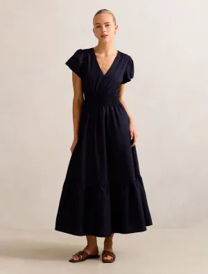Mara Puff Sleeve Cotton Midi Dress Vibrant color midi
