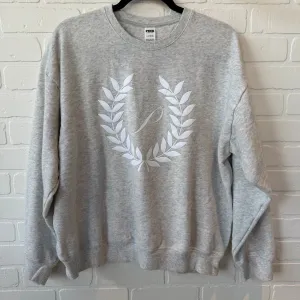 Sweatshirt Crewneck By Pink In Grey & White, Size: L MultiPurposePockets TearResistant Fabric