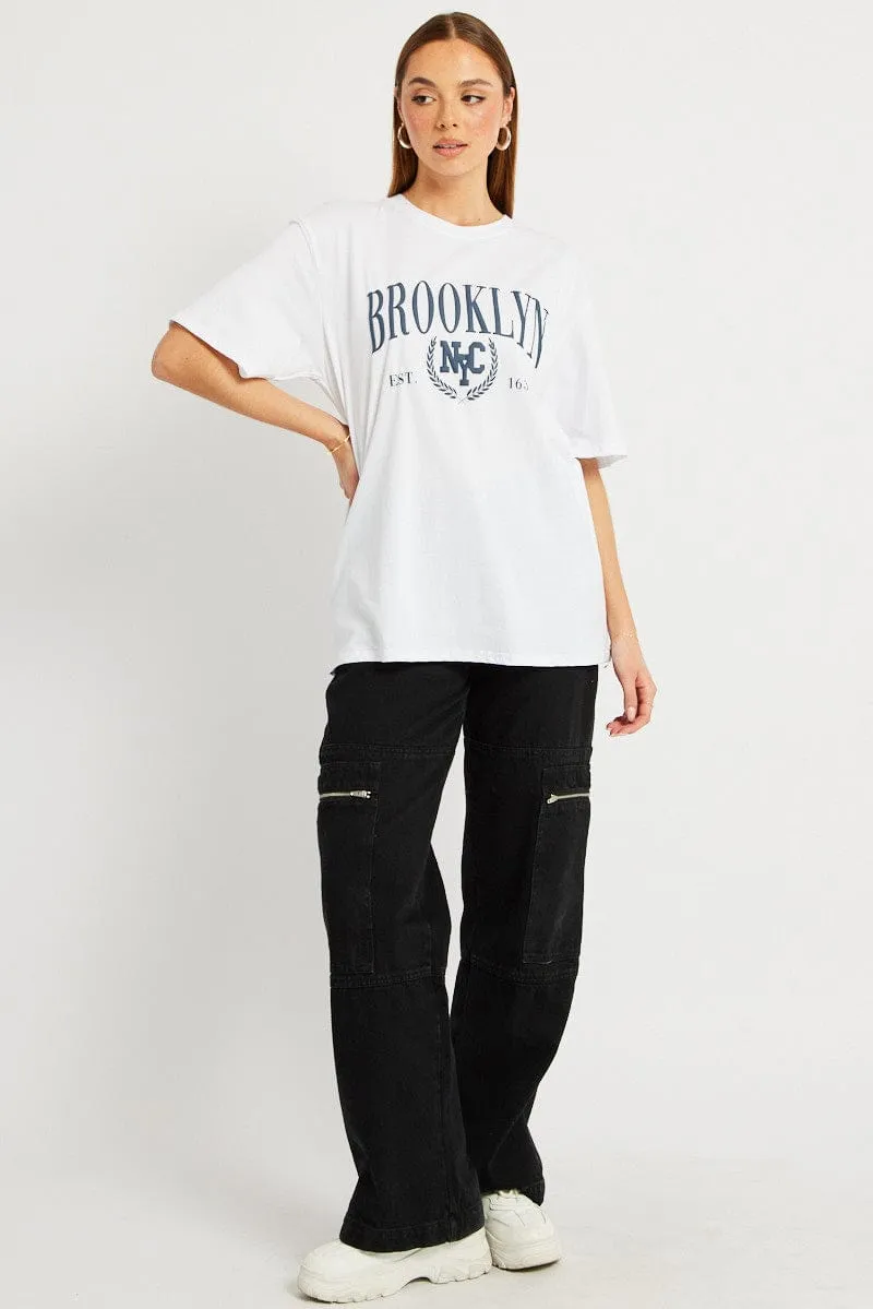 Light and Fresh White Graphic Tee Short Sleeve