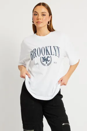 Simple and Chic Printed uniqueness White Graphic Tee Short Sleeve