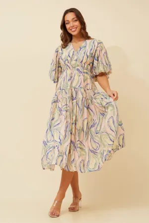 ANUSHKA PUFF SLEEVE MIDI DRESS Casual Wear Retro Fan