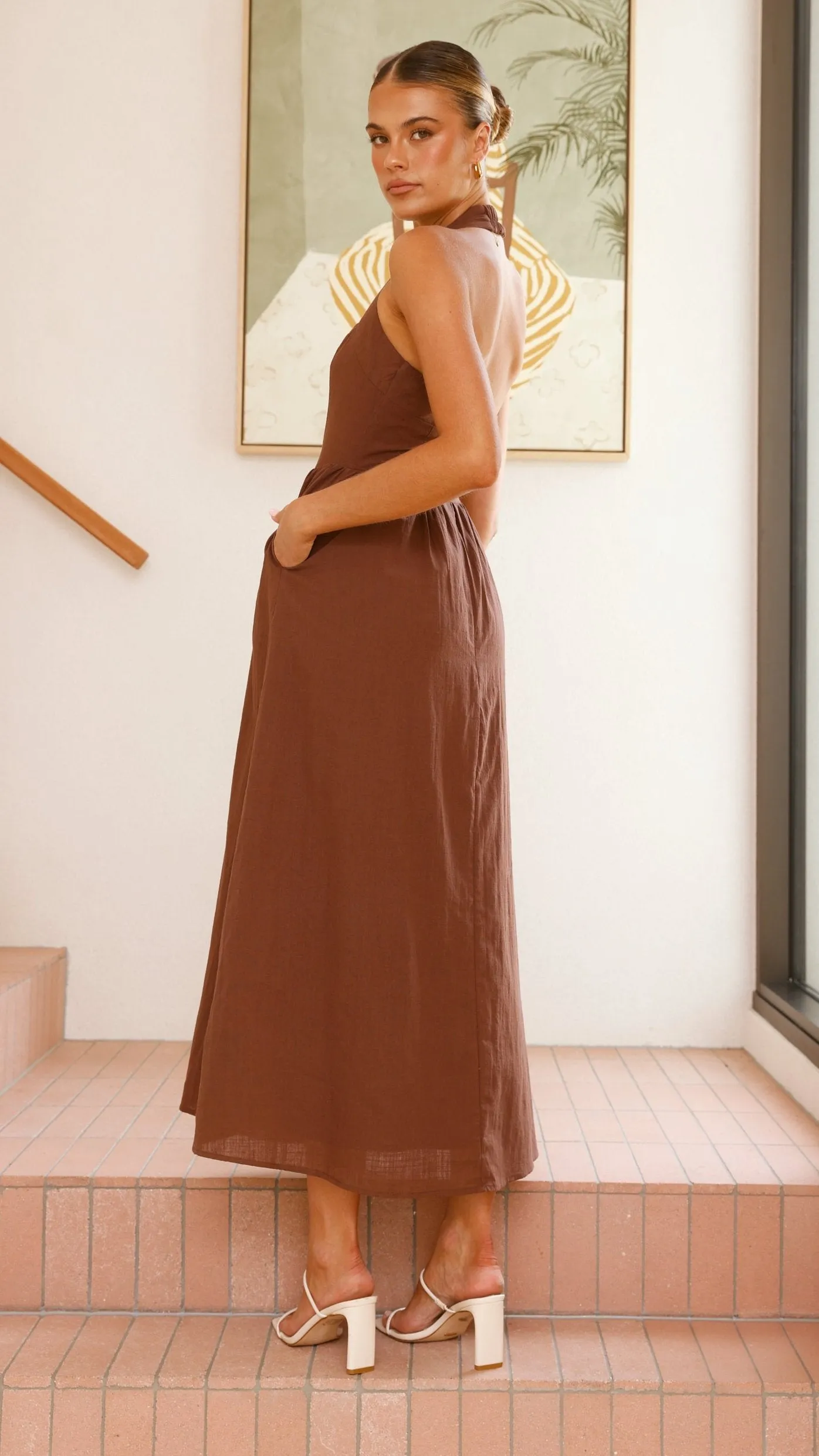 Caden Maxi Dress - Chocolate Delicate formal gown Quartz Glow
