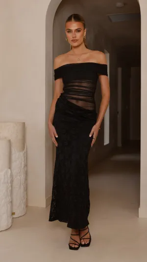 Ice Bloom Tiarna Off The Shoulder Maxi Dress - Black