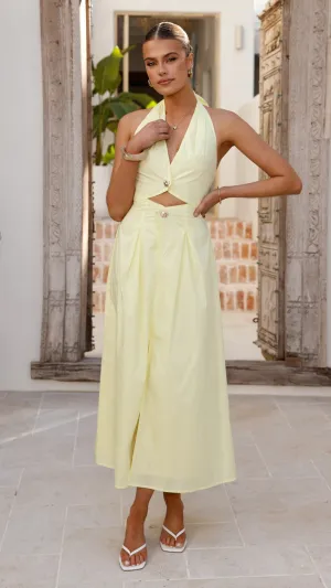 Port Lane Full-length elegant piece Wesley Halter Neck Maxi Dress - Yellow
