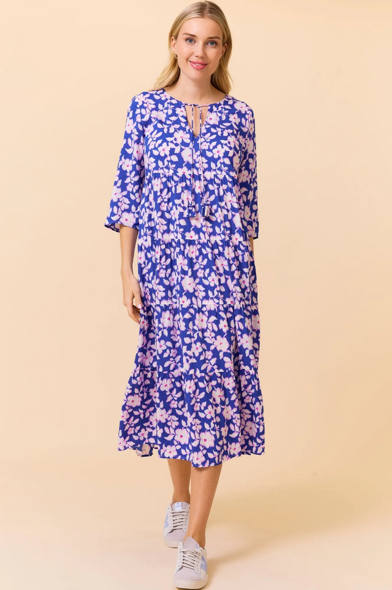 Sophisticated Look Emma EcoVero? Midi Dress | Blossom Cobalt/Pink