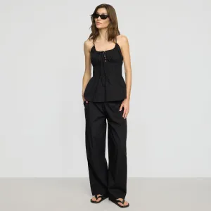 Paula Smocked-Waist Organic Cotton Pant Comfortable Fashion
