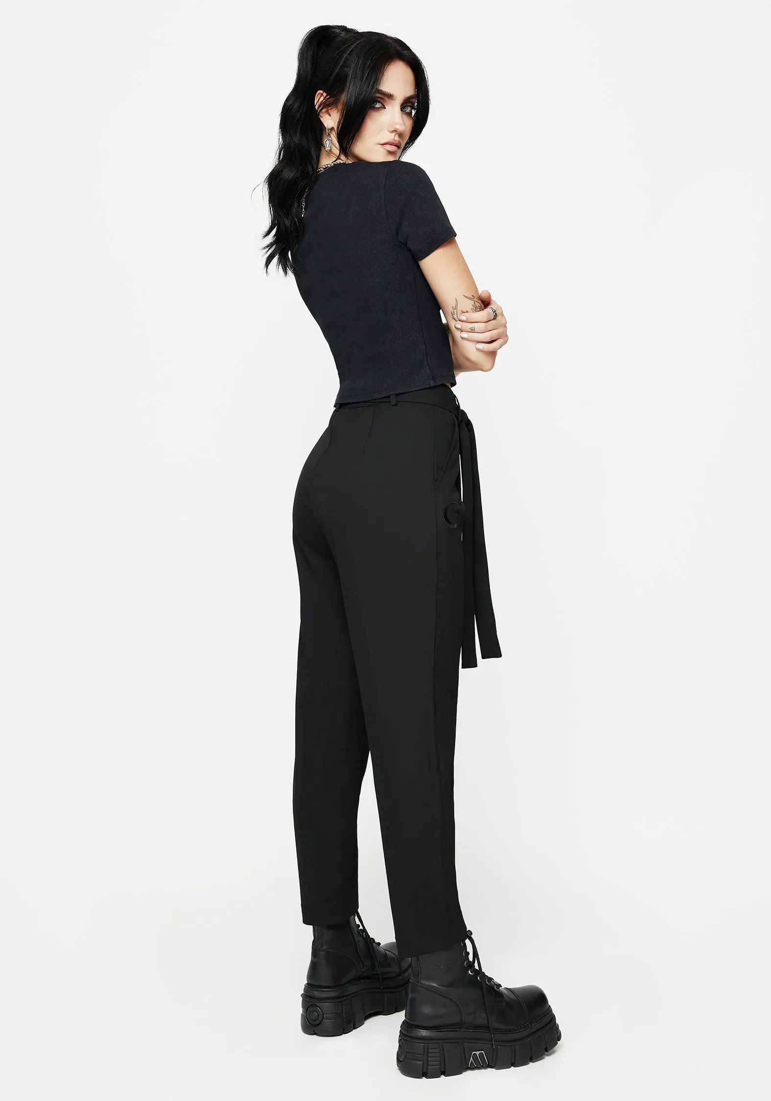 Work Essential Hester Embroidered Tapered Trousers - Black